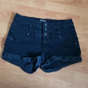High waisted dark wash soft denim jean shorts